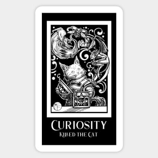 Opening Pandora's Box - Curiosity Killed The Cat - White Outlined Version Sticker